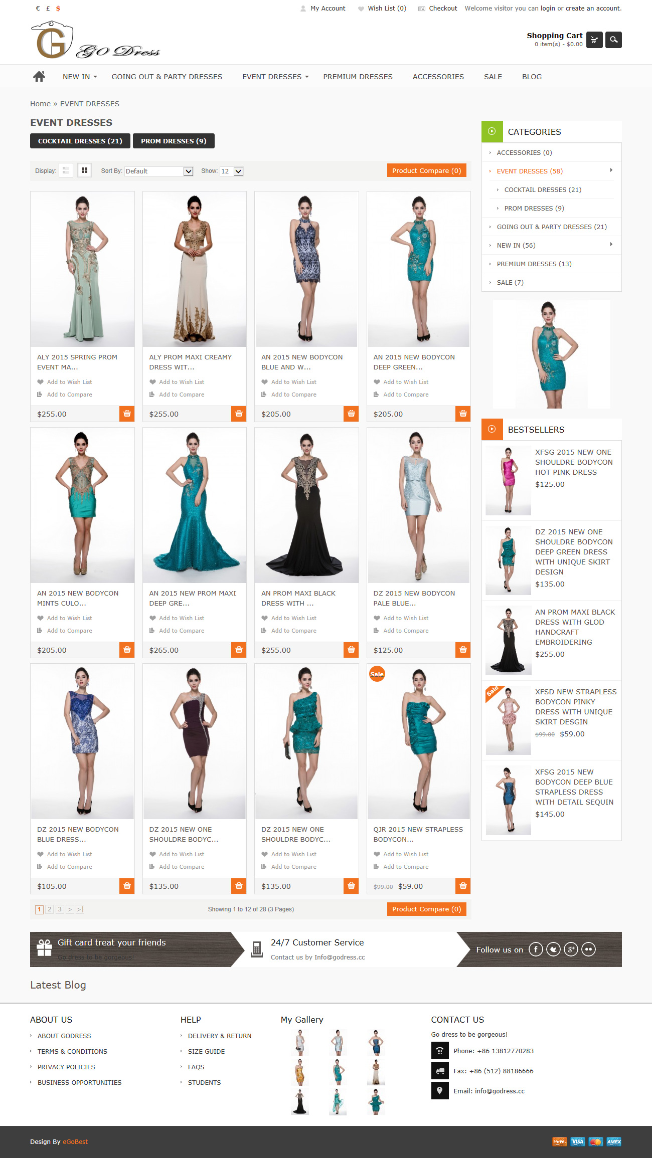 GoDress.cc外贸B2C婚纱礼服佩饰网站建设